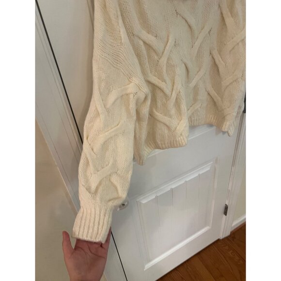 Madewell Somervell‎ Modern Cable Turtleneck Wool Blend Cream Sweater Sz Medium - Picture 5 of 8